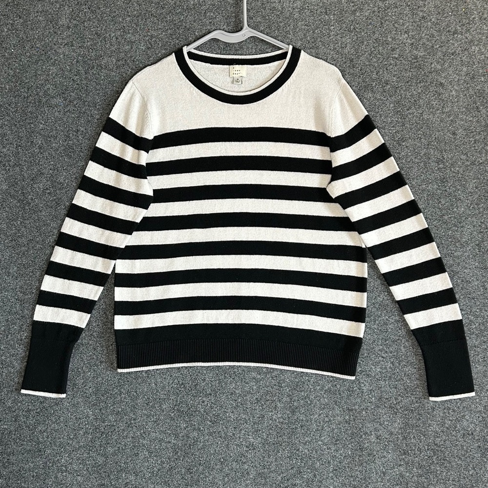 A New Day Black White Striped Longsleeve Sweater Size Large